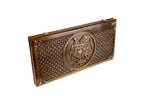 Handmade Walnut Backgammon Set with Armenian Coat of Arms, Braid Motifs and Hornbeam Inlay, 60 cm - photo 6