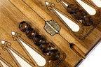 Handmade Walnut Backgammon Set with Armenian Coat of Arms, Braid Motifs and Hornbeam Inlay, 60 cm - photo 11