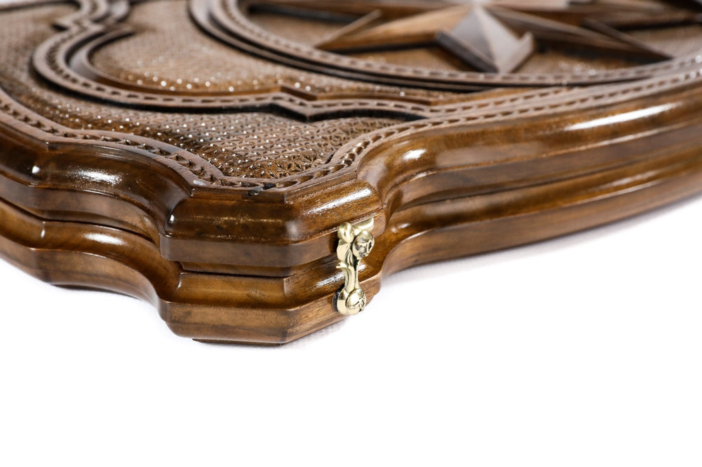 Handmade Walnut Backgammon Set with Octagram, 60 cm - photo 7