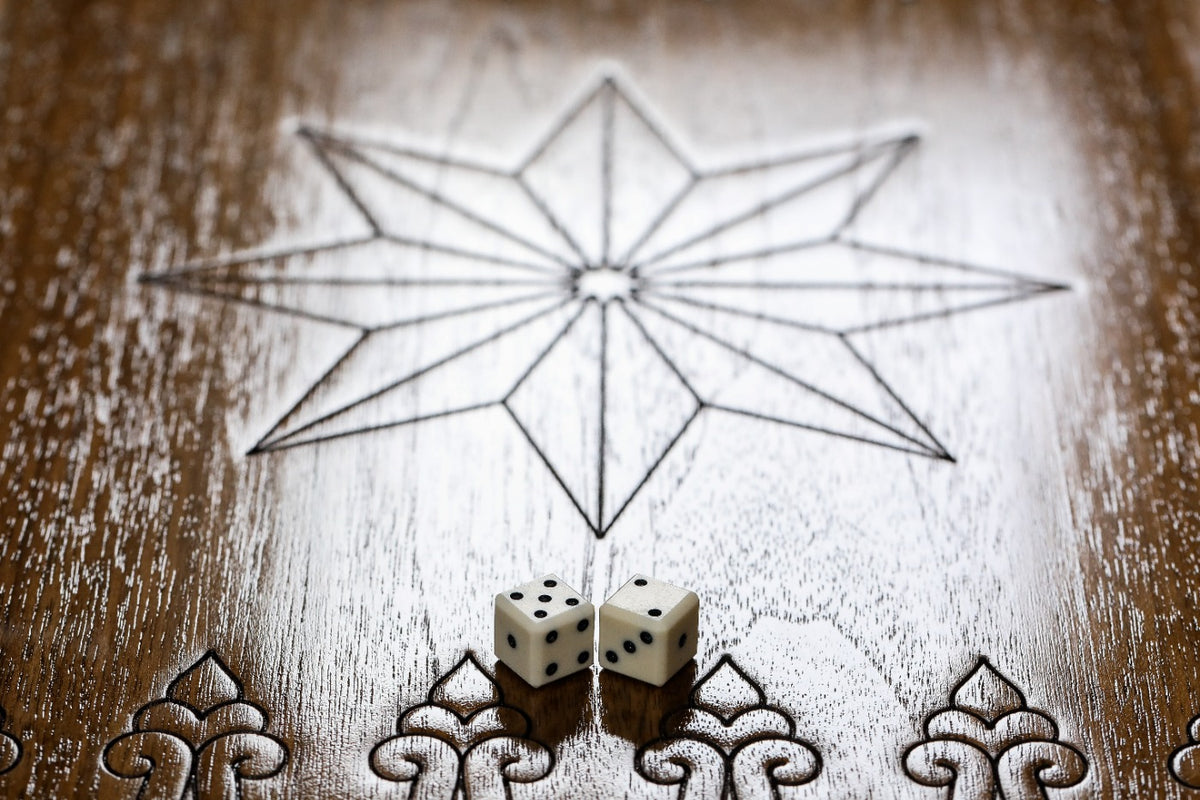 Handmade Walnut Backgammon Set with Octagram, 60 cm - photo 12