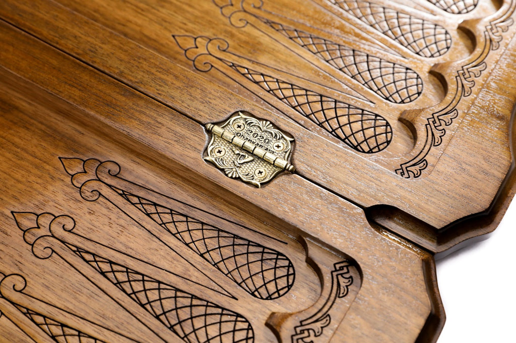 Handmade Walnut Backgammon Set with Octagram, 60 cm - photo 8