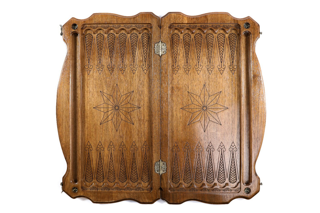Handmade Walnut Backgammon Set with Octagram, 60 cm - photo 10