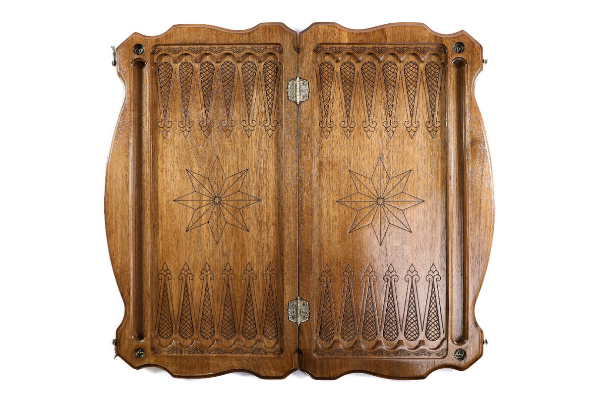 Handmade Walnut Backgammon Set with Octagram, 60 cm - photo 10