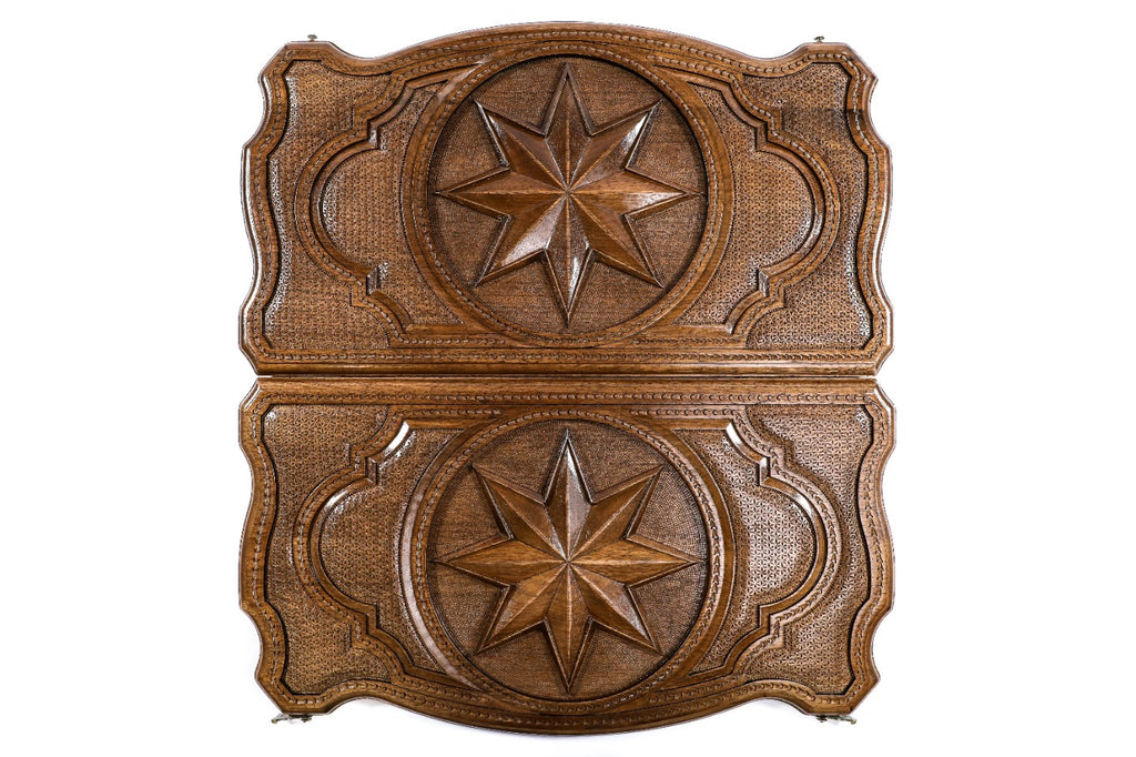 Handmade Walnut Backgammon Set with Octagram, 60 cm - photo 4
