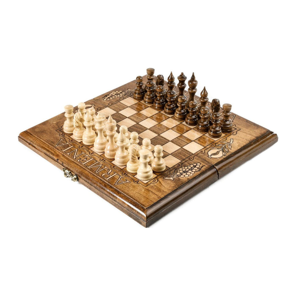 Classic Chess Set, 30 cm (Model 21222) – handmade wooden chess set by Hrachya Ohanyan