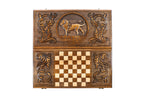 Handmade Walnut Backgammon Set with Lion, 60 cm - photo 4