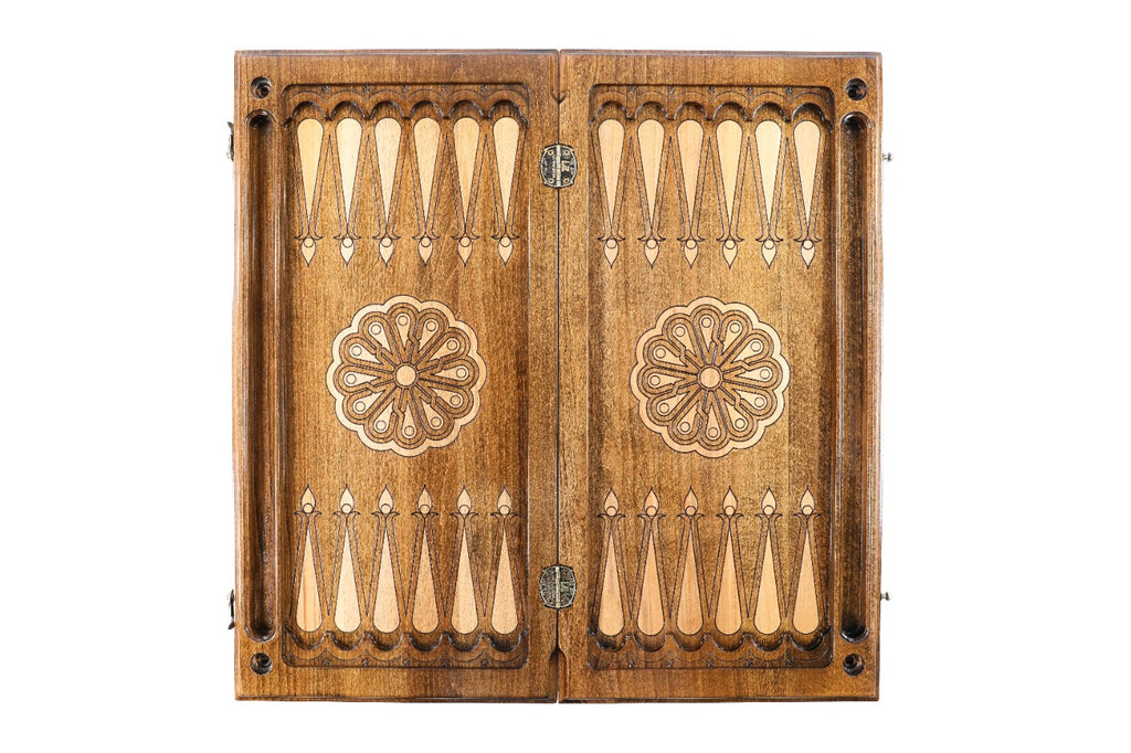 Handmade Walnut Backgammon Set with Lion, 60 cm - photo 8