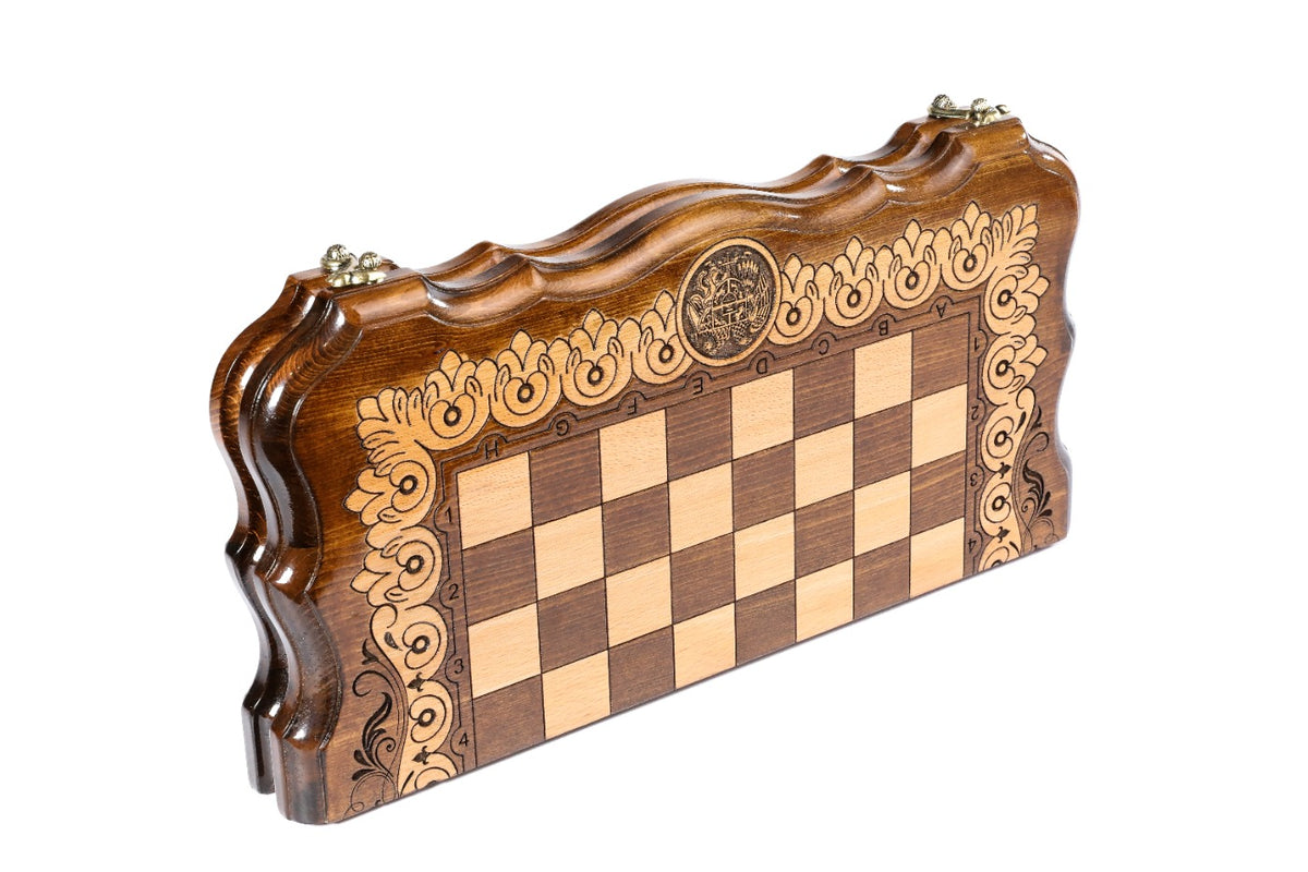 Handmade Wooden Chess and Backgammon Set with Contour Outline, 40 cm - photo 9