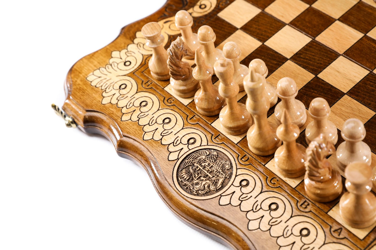 Handmade Wooden Chess and Backgammon Set with Contour Outline, 40 cm - photo 10