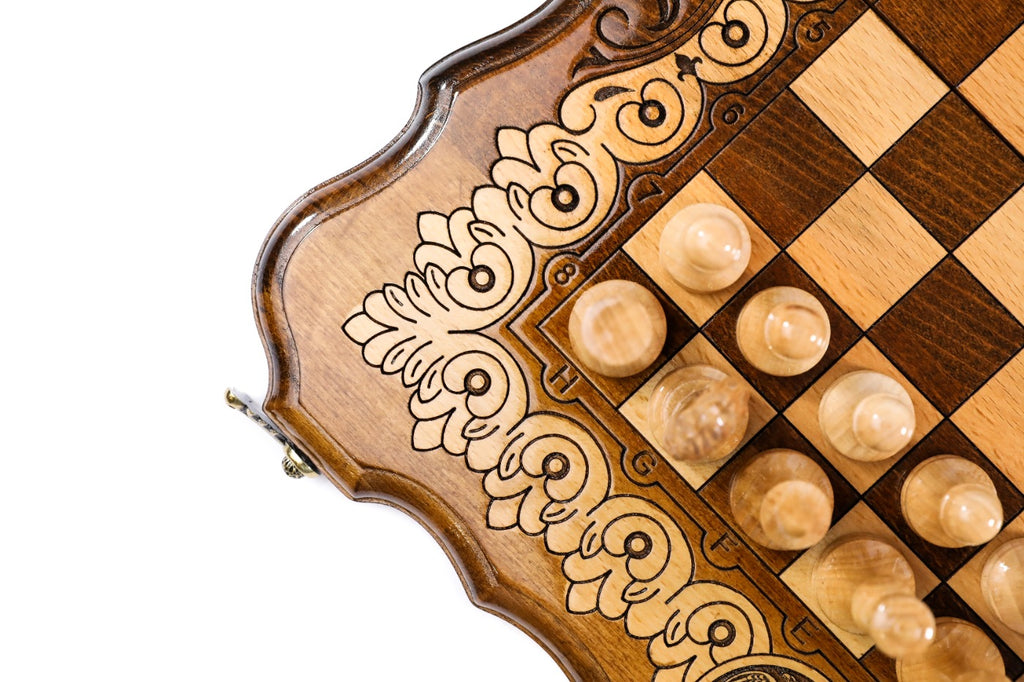 Handmade Wooden Chess and Backgammon Set with Contour Outline, 40 cm - photo 12