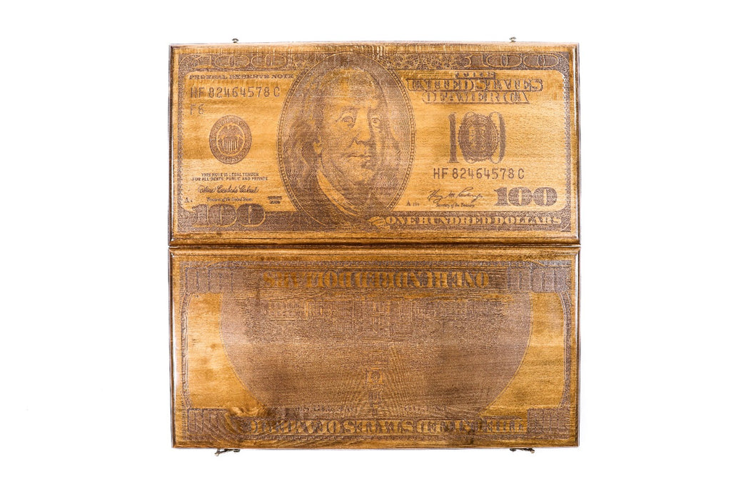 Handmade Wooden Backgammon Set with 100 Dollar Bill, 60 cm - photo 4