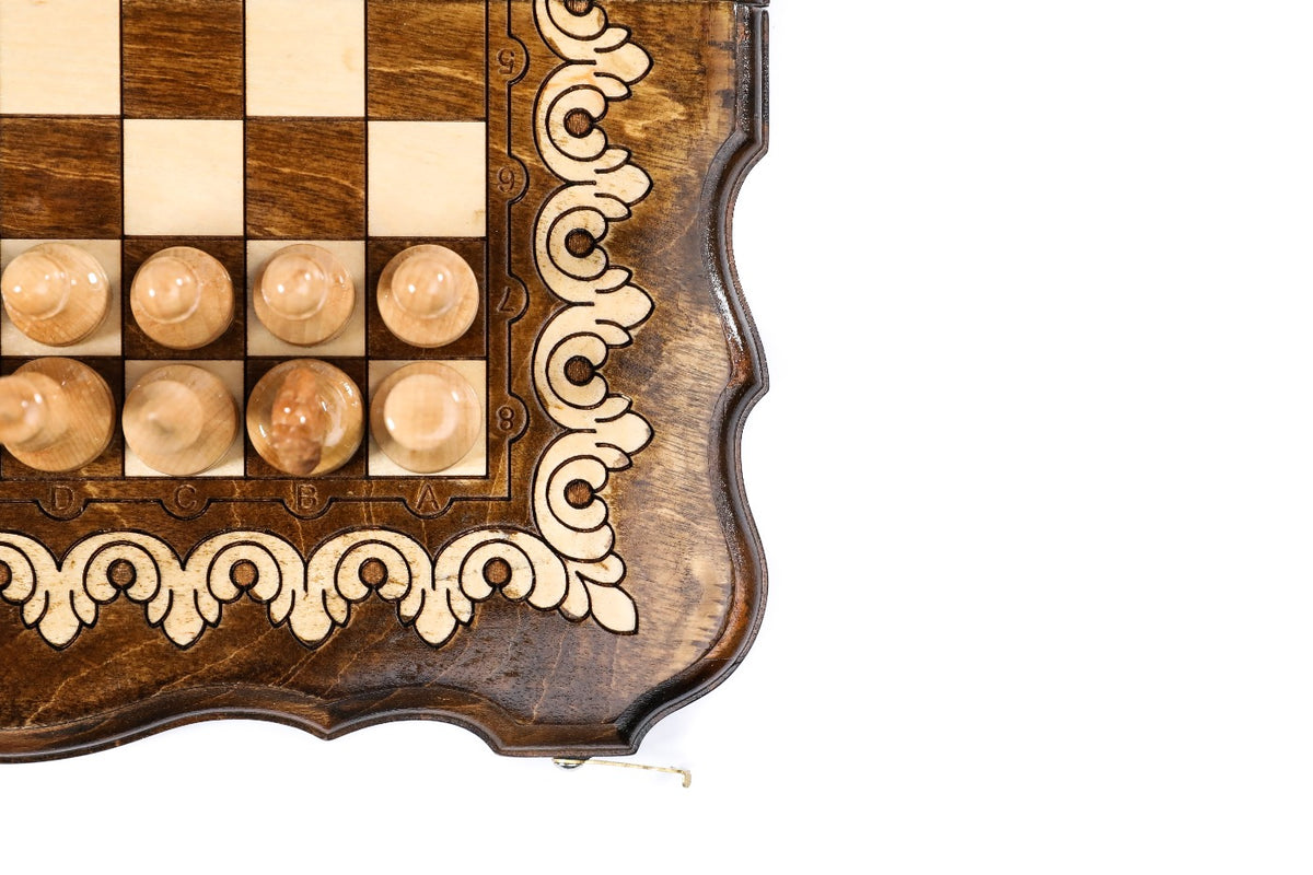 Handmade Wooden Chess and Backgammon Set with Armenian Ornament, 30 cm - photo 8