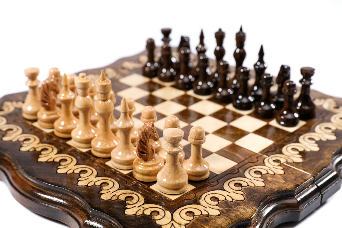 Handmade Wooden Chess and Backgammon Set with Armenian Ornament, 30 cm - photo 2