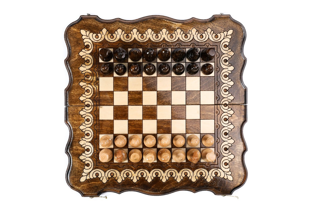 Handmade Wooden Chess and Backgammon Set with Armenian Ornament, 30 cm - photo 10
