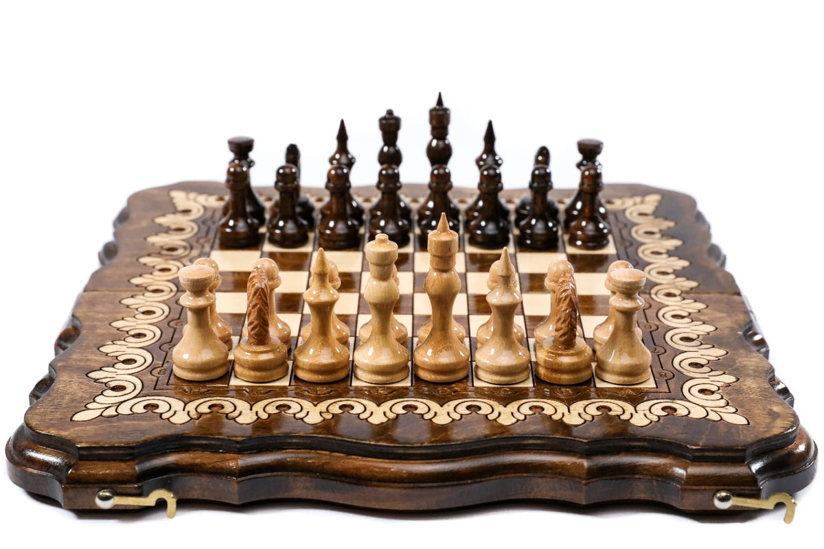 Handmade Wooden Chess and Backgammon Set with Armenian Ornament, 30 cm - photo 3