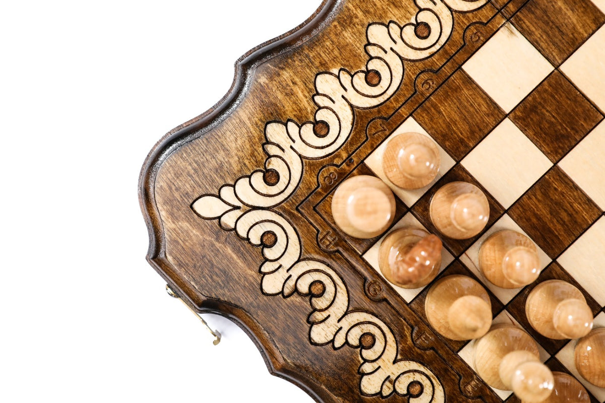 Handmade Wooden Chess and Backgammon Set with Armenian Ornament, 30 cm - photo 12
