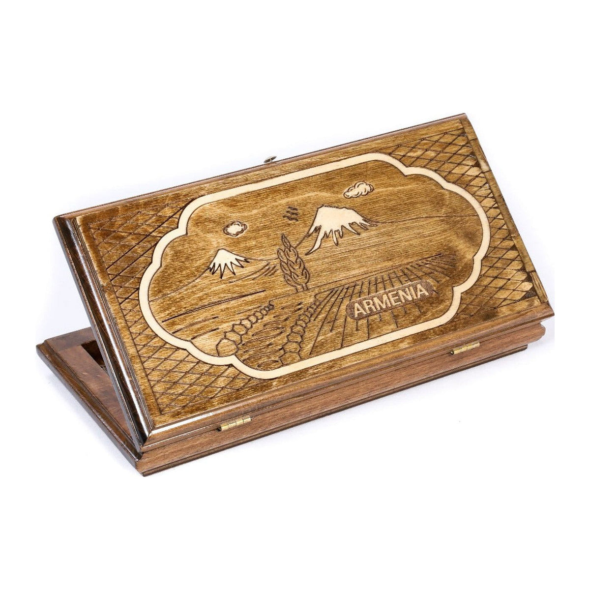 Backgammon Set with Hayastan, 30 cm – handmade wooden nardi board by Hrachya Ohanyan