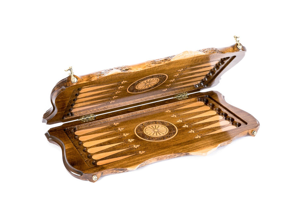 Handmade Wooden Backgammon Set with Etchmiadzin Cathedral and Ararat Outline, 50 cm - photo 5