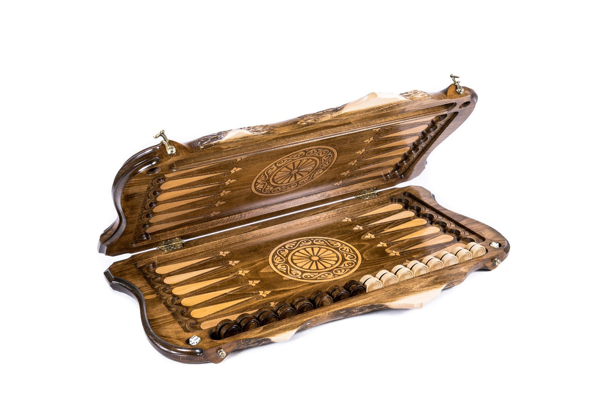 Handmade Wooden Backgammon Set with Armenian Coat of Arms and Ararat Outline, 60 cm - photo 5
