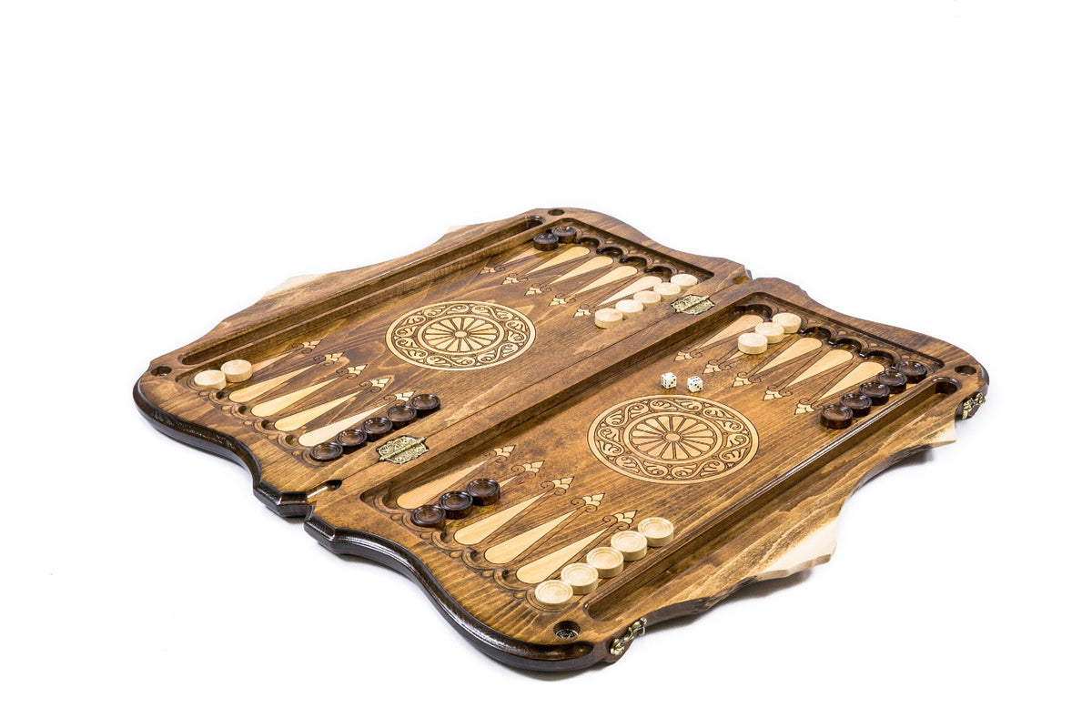 Handmade Wooden Backgammon Set with Armenian Coat of Arms and Ararat Outline, 60 cm - photo 3