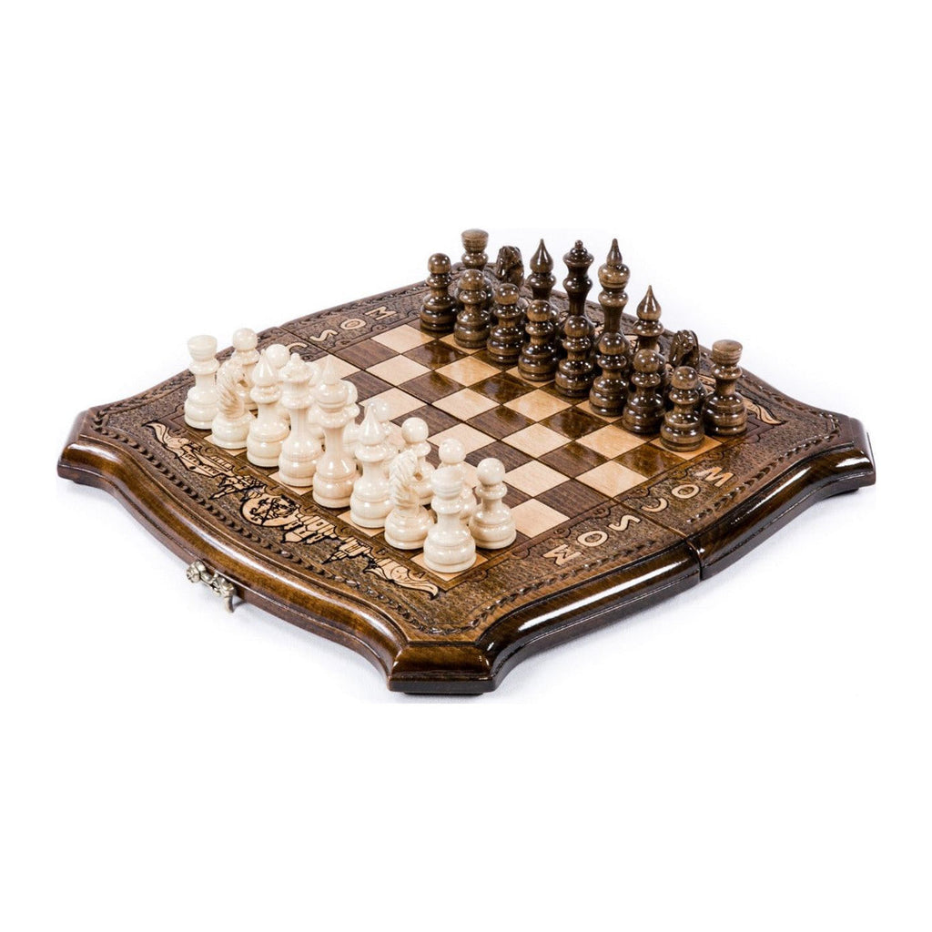 Handmade Wooden Chess Set with Moscow Edition, 30 cm