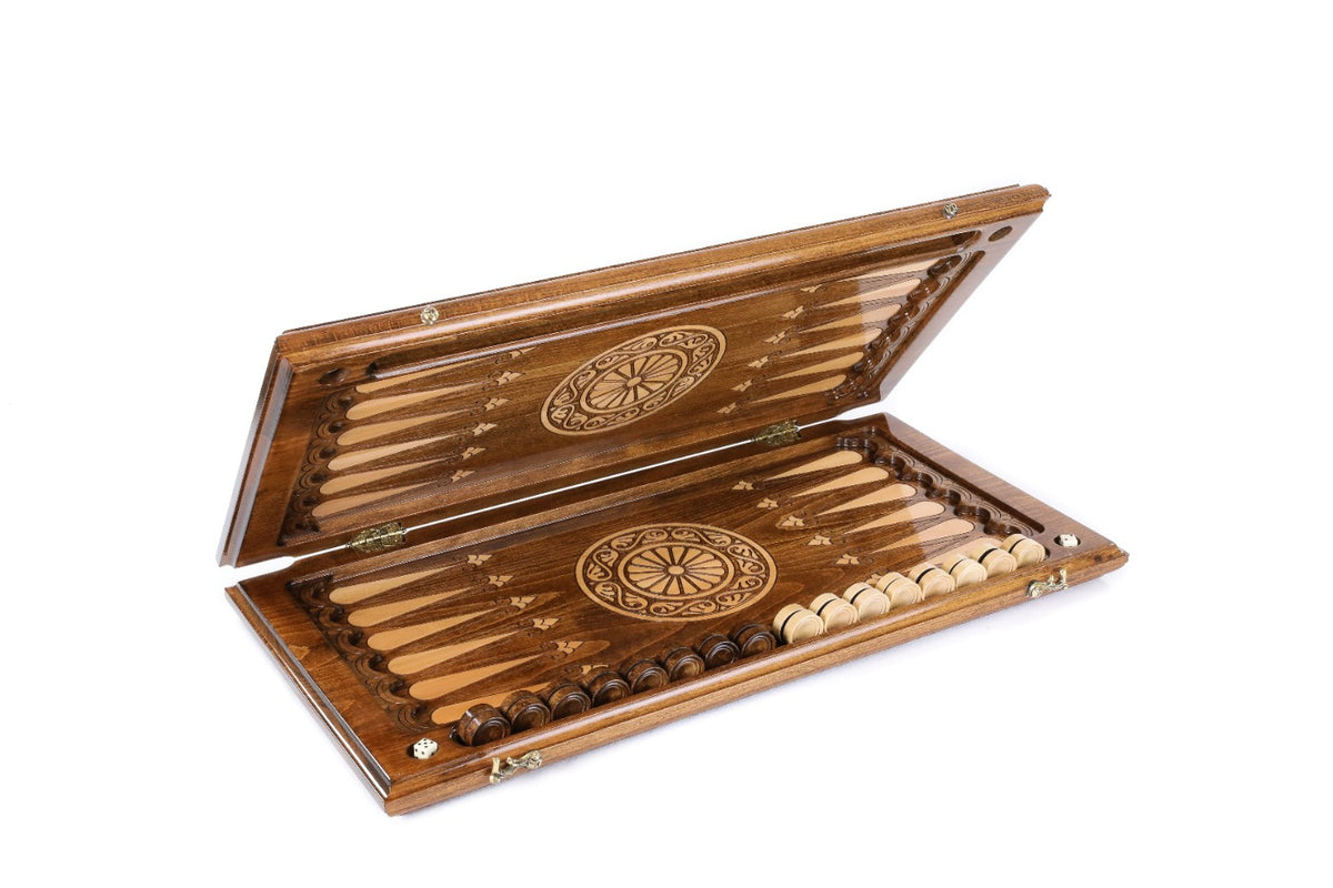 Handmade Wooden Backgammon Set with Russian Coat of Arms, 60 cm - photo 5