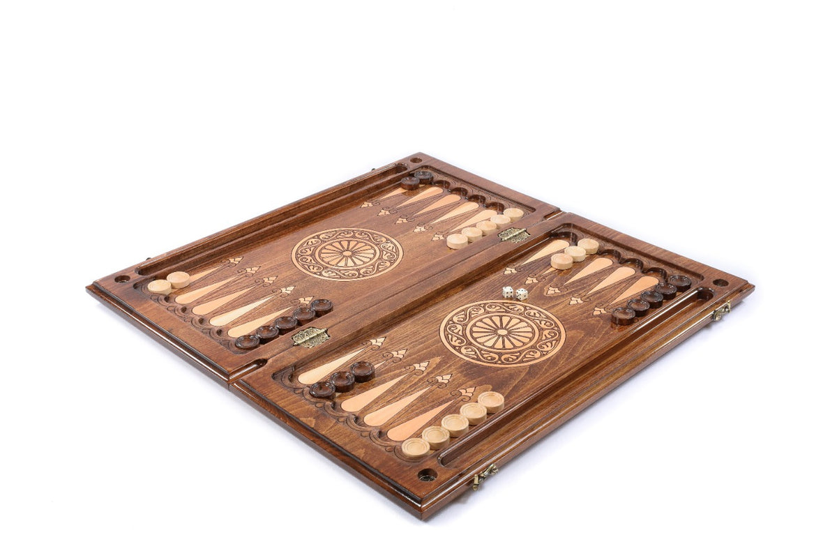 Handmade Wooden Backgammon Set with Russian Coat of Arms, 60 cm - photo 3