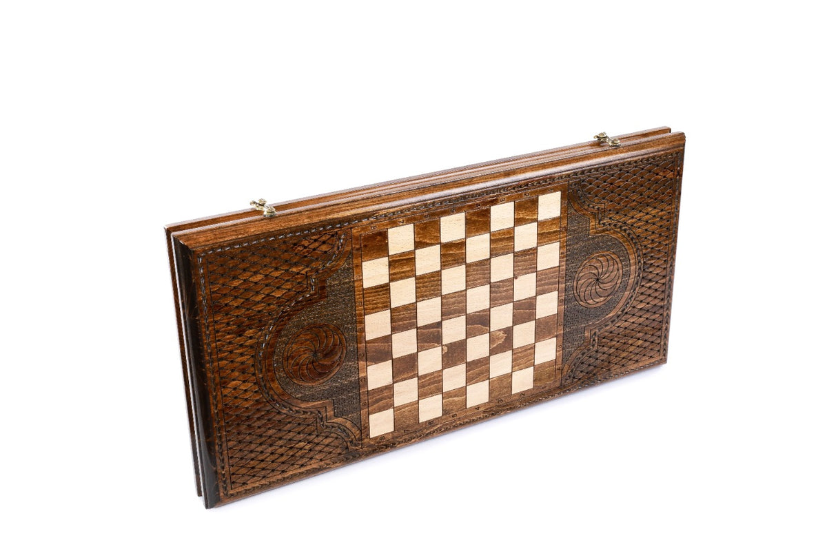 Handmade Wooden Backgammon Set with Russian Coat of Arms, 60 cm - photo 4