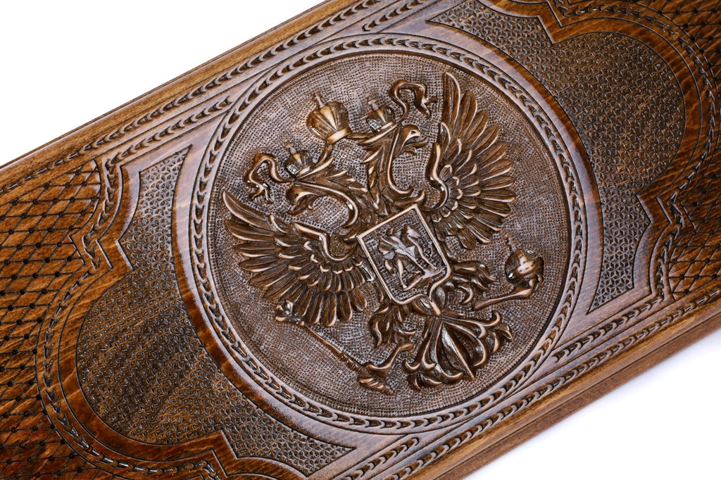 Handmade Wooden Backgammon Set with Russian Coat of Arms, 60 cm - photo 2