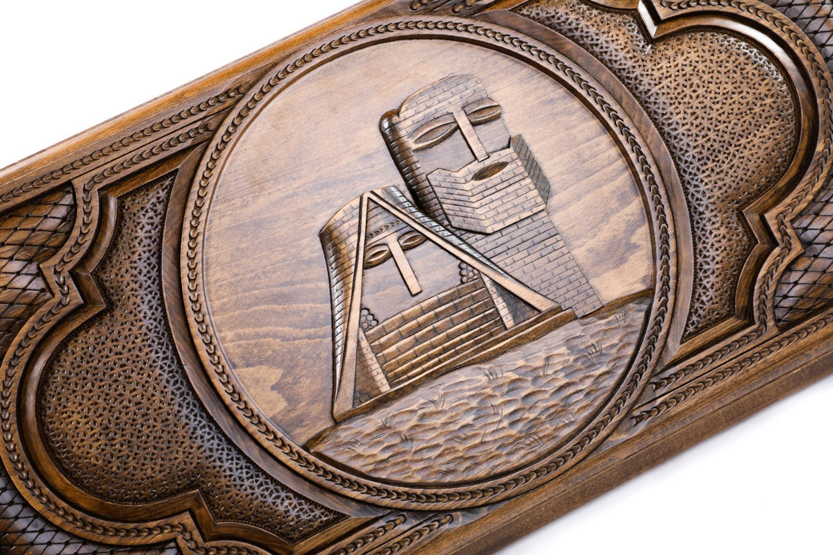 Handmade Wooden Two-Sided Backgammon Set with Artsakh Monument and Gandzasar, 60 cm - photo 2