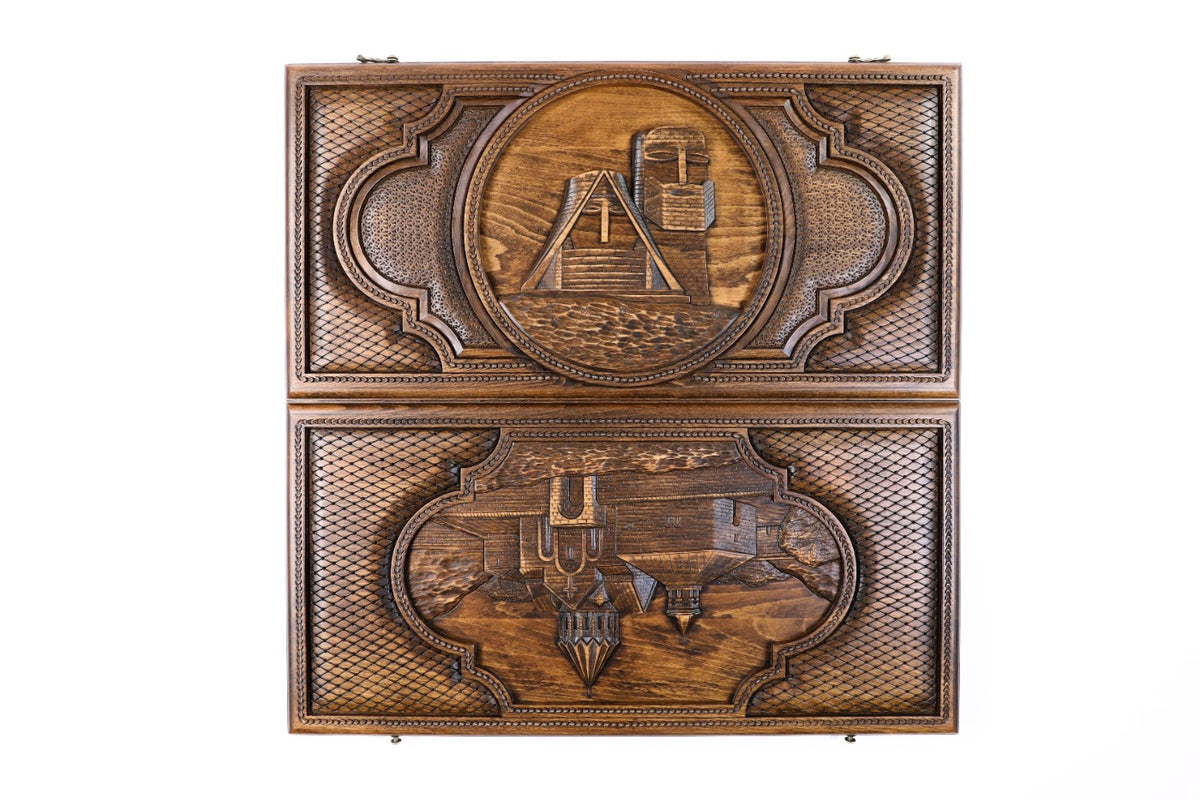 Handmade Wooden Two-Sided Backgammon Set with Artsakh Monument and Gandzasar, 60 cm - photo 4