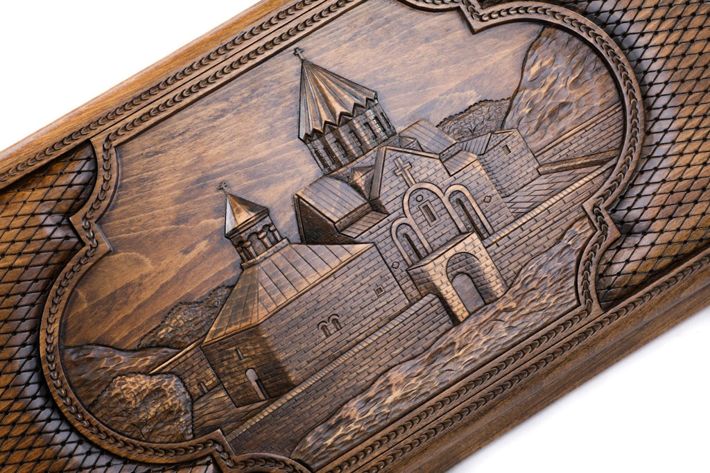 Handmade Wooden Two-Sided Backgammon Set with Artsakh Monument and Gandzasar, 60 cm - photo 9