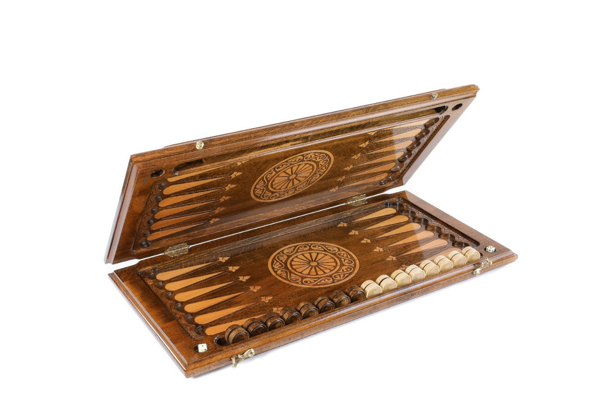 Handmade Wooden Backgammon Set with Mount Ararat and Ornamental Braid Pattern, 60 cm - photo 5