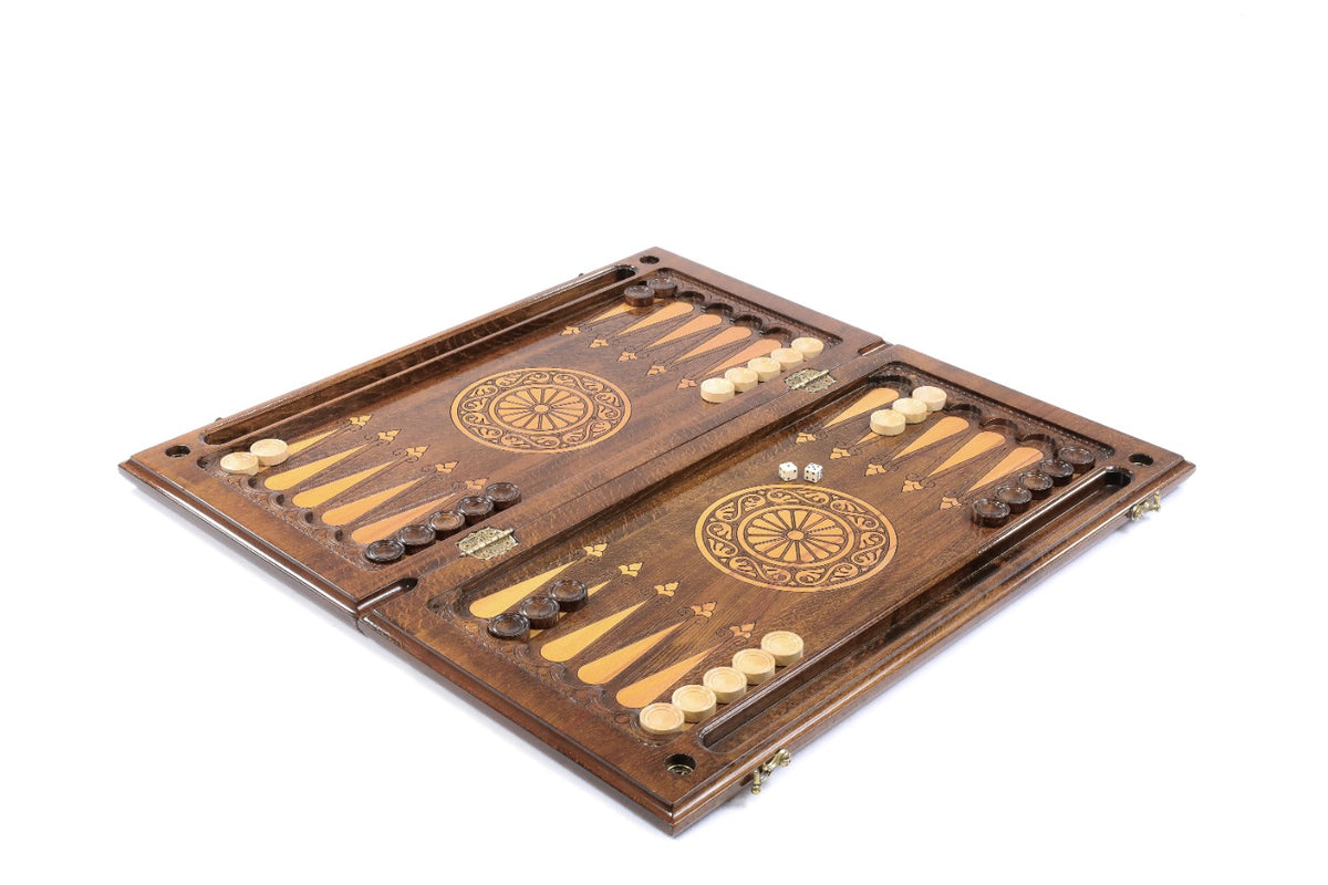 Handmade Wooden Backgammon Set with Mount Ararat and Ornamental Braid Pattern, 60 cm - photo 3
