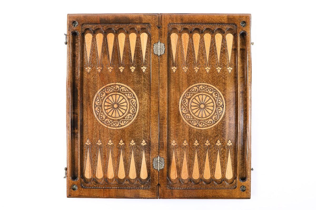 Handmade Wooden Backgammon Set with Mount Ararat and Ornamental Braid Pattern, 60 cm - photo 11