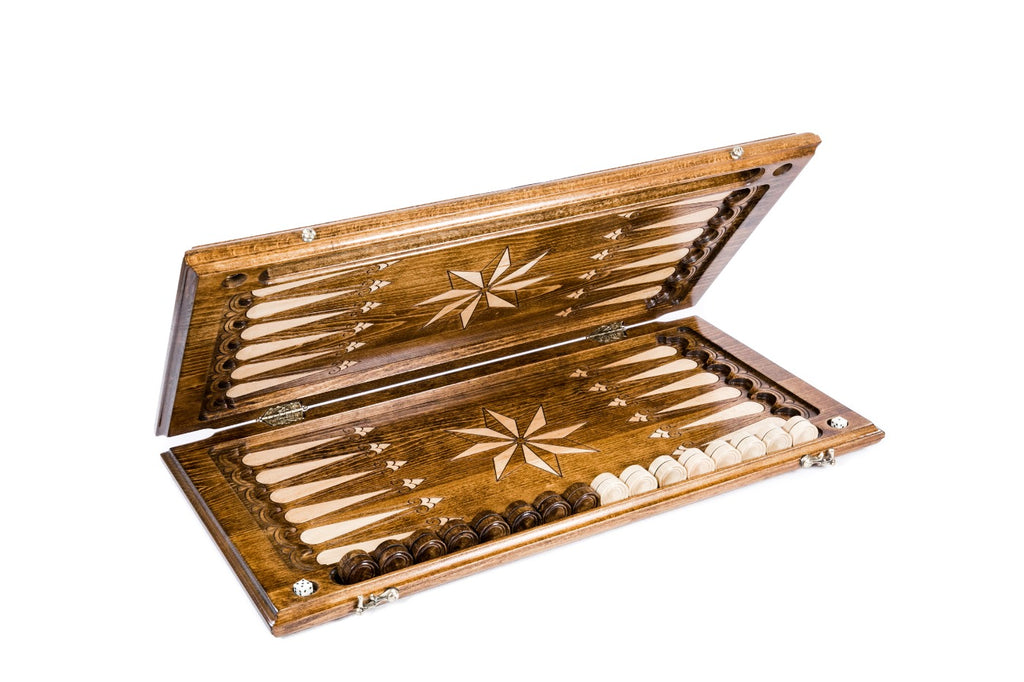 Handmade Wooden Backgammon Set with Eagle and Octagram, 60 cm - photo 6