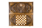 Handmade Wooden Backgammon Set with Eagle and Octagram, 60 cm - photo 4