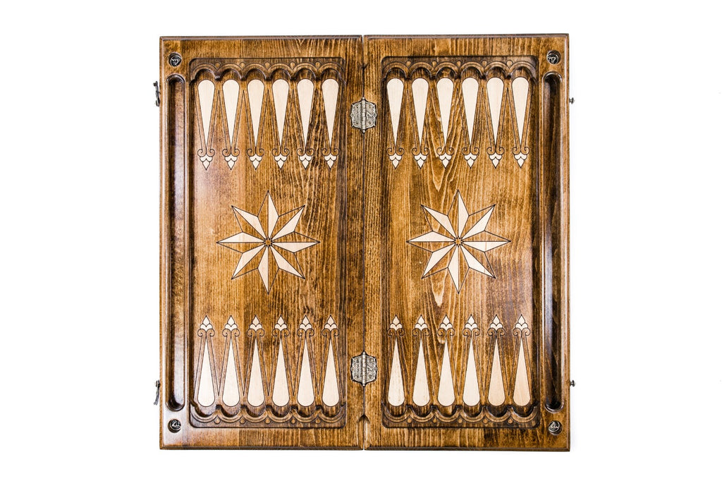 Handmade Wooden Backgammon Set with Eagle and Octagram, 60 cm - photo 9