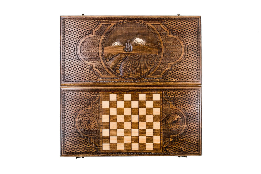 Handmade Wooden Backgammon Set with Mount Ararat, 60 cm - photo 4
