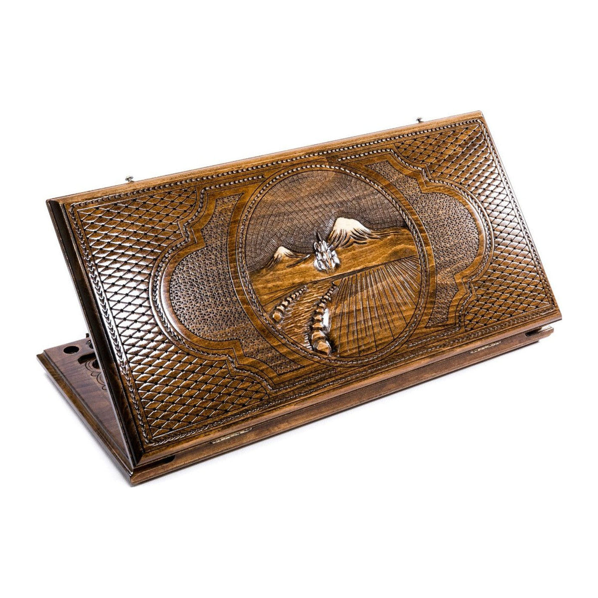 Handmade Wooden Backgammon Set with Mount Ararat, 60 cm (Model 11208)