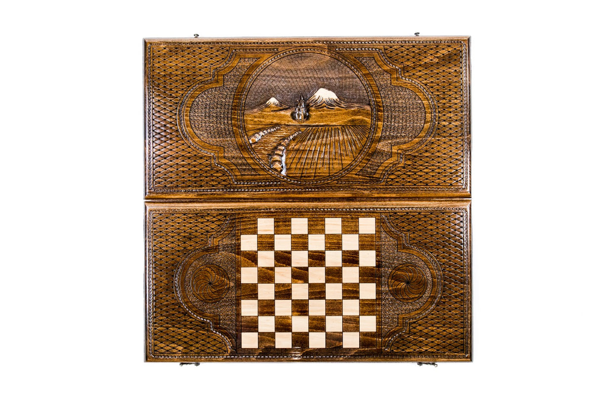 Handmade Wooden Backgammon Set with Mount Ararat, 60 cm - photo 4