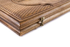 Handmade Walnut Backgammon Set with Etchmiadzin Cathedral and Hornbeam Inlay, 60 cm - photo 7