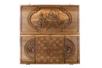 Handmade Walnut Backgammon Set with Etchmiadzin Cathedral and Hornbeam Inlay, 60 cm - photo 4