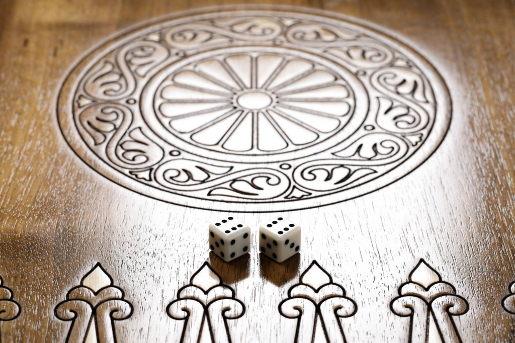 Handmade Walnut Backgammon Set with Etchmiadzin Cathedral and Hornbeam Inlay, 60 cm - photo 9