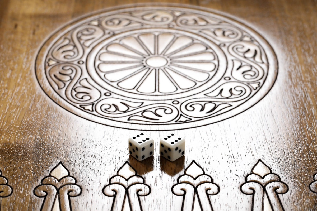 Handmade Walnut Backgammon Set with Etchmiadzin Cathedral and Hornbeam Inlay, 60 cm - photo 9