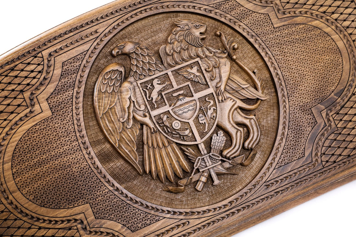 Handmade Wooden Backgammon Set with Armenian Coat of Arms, 60 cm - photo 2