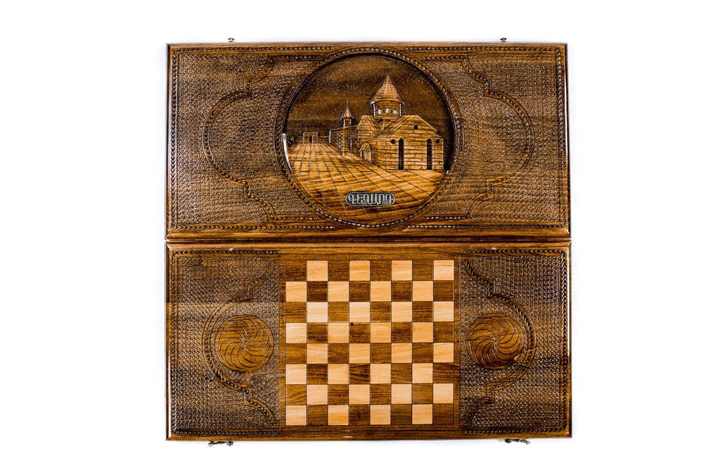 Handmade Wooden Backgammon Set with Geghard Monastery, 60 cm - photo 7