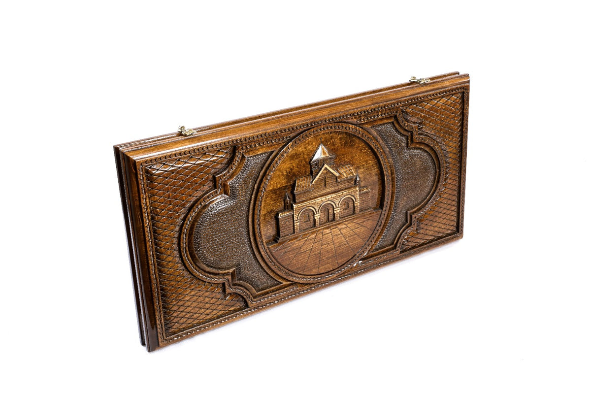 Handmade Wooden Backgammon Set with Church of St. Gayane, 60 cm - photo 6