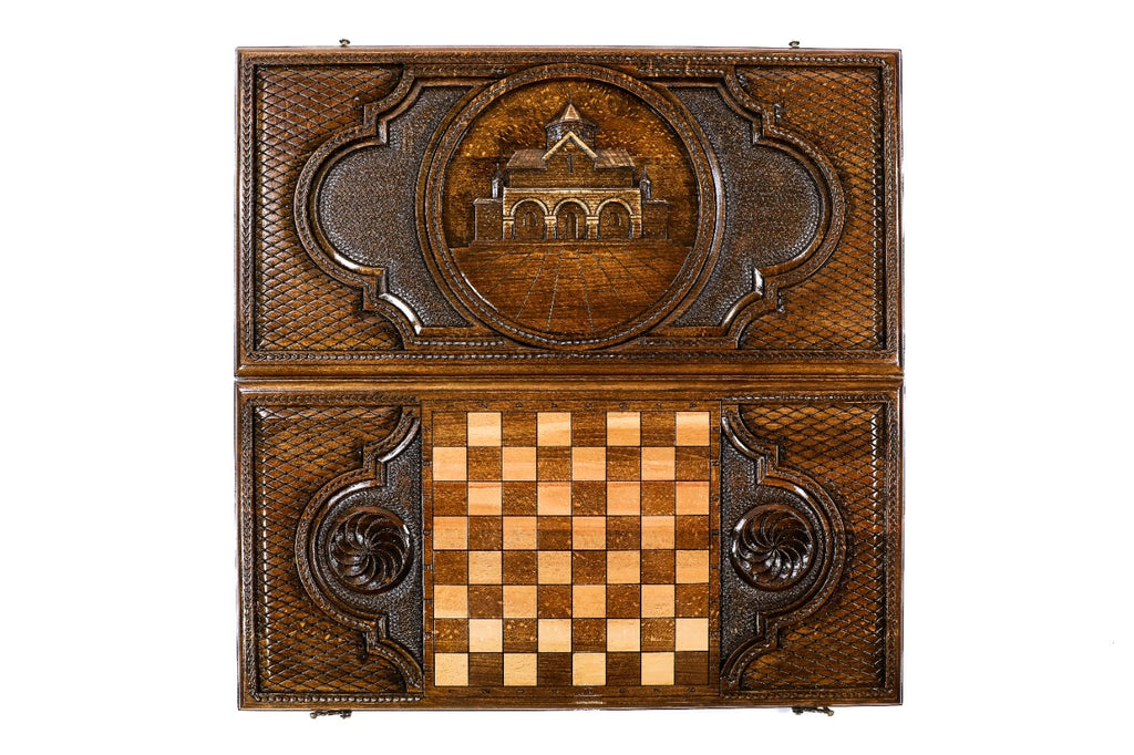 Handmade Wooden Backgammon Set with Church of St. Gayane, 60 cm - photo 4