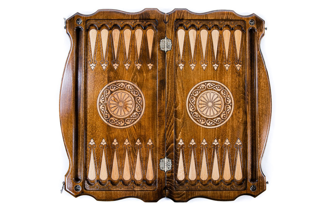 Handmade Wooden Two-Sided Backgammon Set with Octagram, 60 cm - photo 8